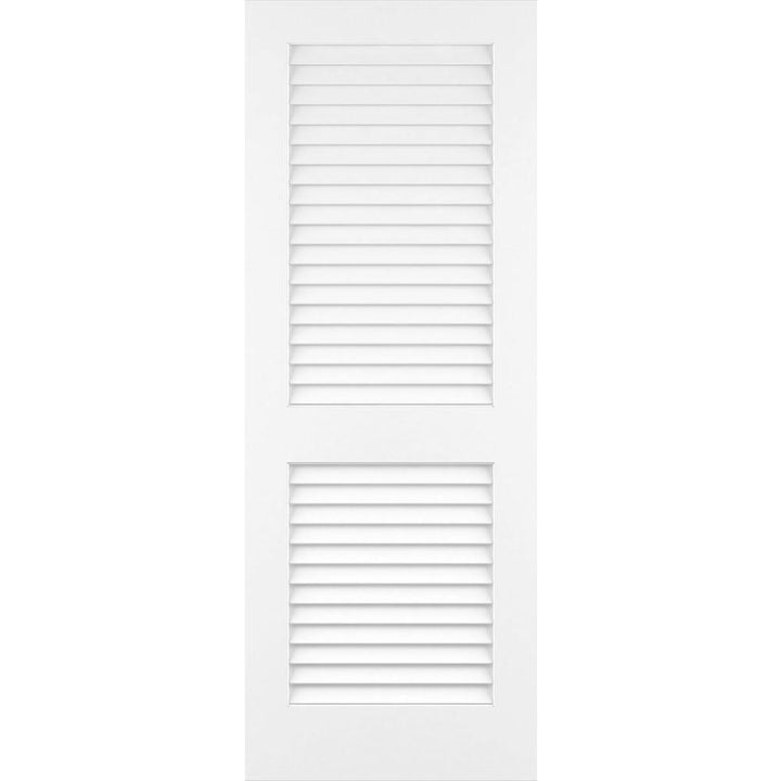 28 in. x 80 in. White Plantation Louver Panel Solid Core Wood Interior Door Slab - Super Arbor
