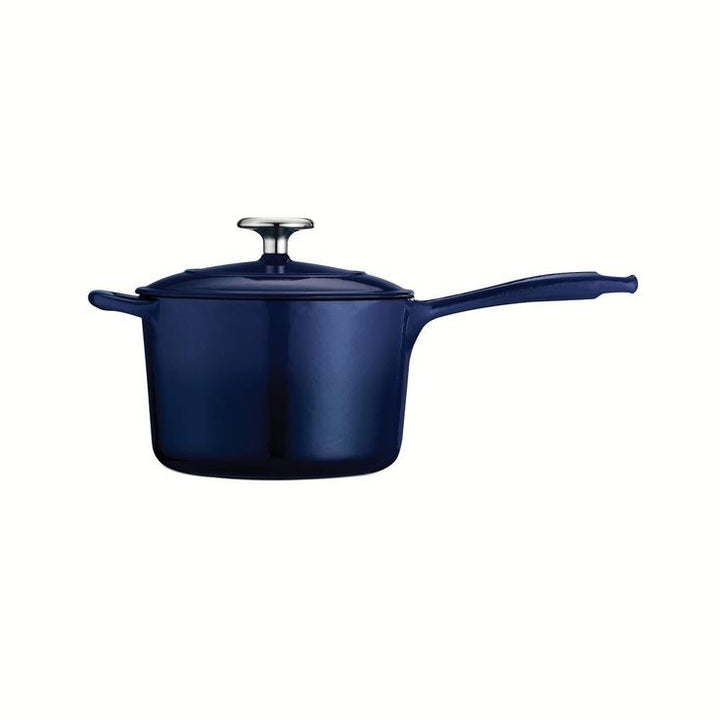Gourmet 2.5 qt. Porcelain-Enameled Cast Iron Sauce Pan in Gradated Cobalt with Lid