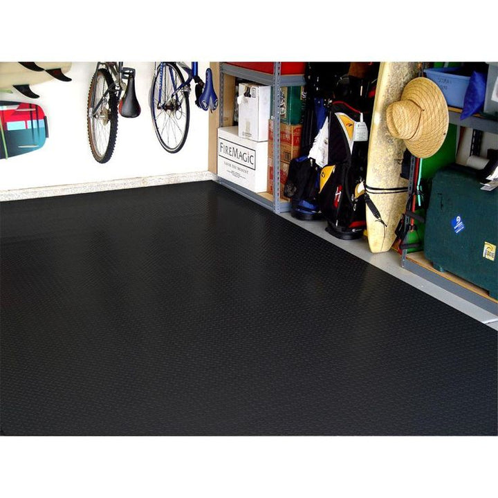 Diamond Deck 7.5 ft. x 1 ft. Black Textured PVC Flooring