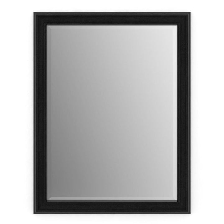 23 in. W x 33 in. H (S2) Framed Rectangular Deluxe Glass Bathroom Vanity Mirror in Matte Black