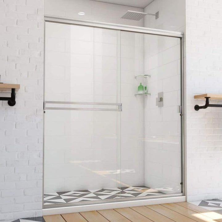 DreamLine Alliance Pro BG 60 in. W x 70.375 in. H Sliding Semi-Frameless Shower Door in Brushed Nickel with Clear Glass