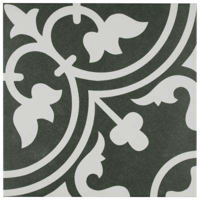 Merola Tile Arte Black Encaustic 9-3/4 in. x 9-3/4 in. Porcelain Floor and Wall Tile (11.11 sq. ft. / case)