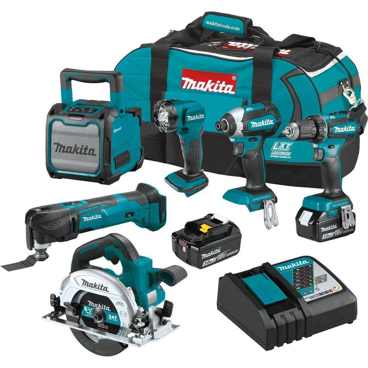18-Volt LXT Lithium-Ion Cordless 6-Piece Kit (Driver-Drill/Impact Driver/Circular Saw/Multi-Tool/Radio/Light) 3.0A - Super Arbor