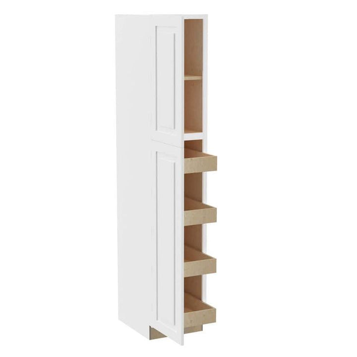 Home Decorators Collection Grayson 18 in. W x 24 in. D x 90 in. H Assembled Plywood Pantry Kitchen Cabinet in Pacific White with 4ROT Soft Close LH