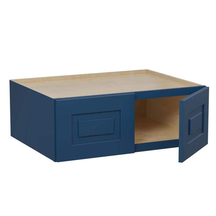 Home Decorators Collection Grayson 30 in. W x 24 in. D x 12 in. H Assembled Plywood Wall Bridge Kitchen Cabinet in Mythic Blue with Soft Close