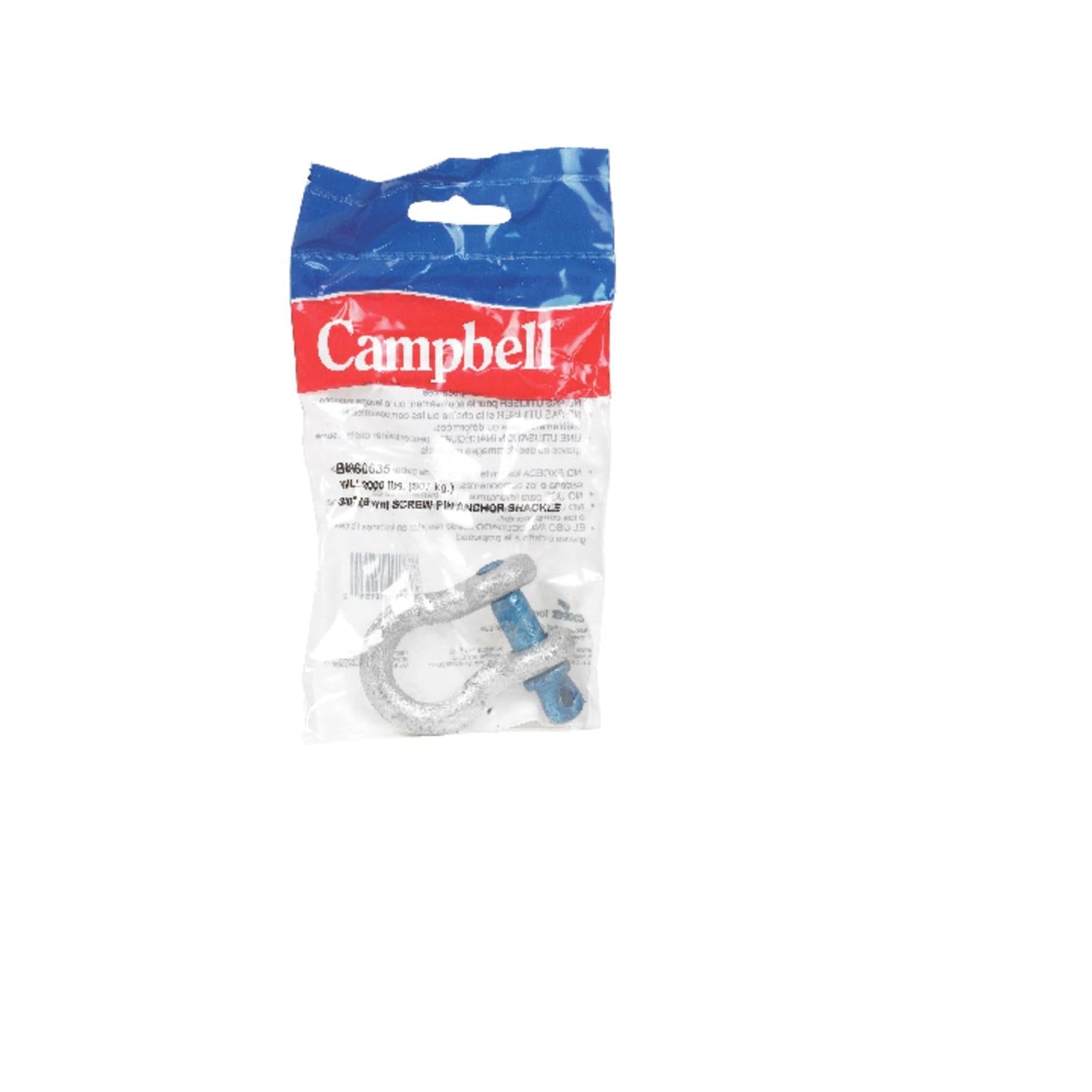 Campbell Galvanized Forged Carbon Steel Anchor Shackle, 3/8 in, 2,000 lb SWL