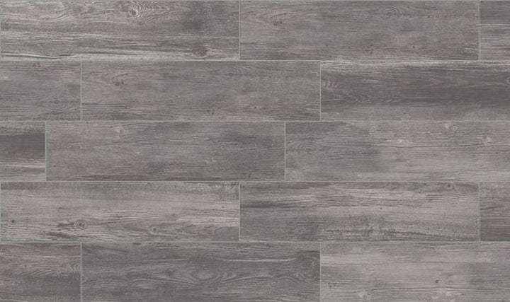 Style Selections Woods Graphite 6-in x 24-in Glazed Porcelain Wood Look Tile