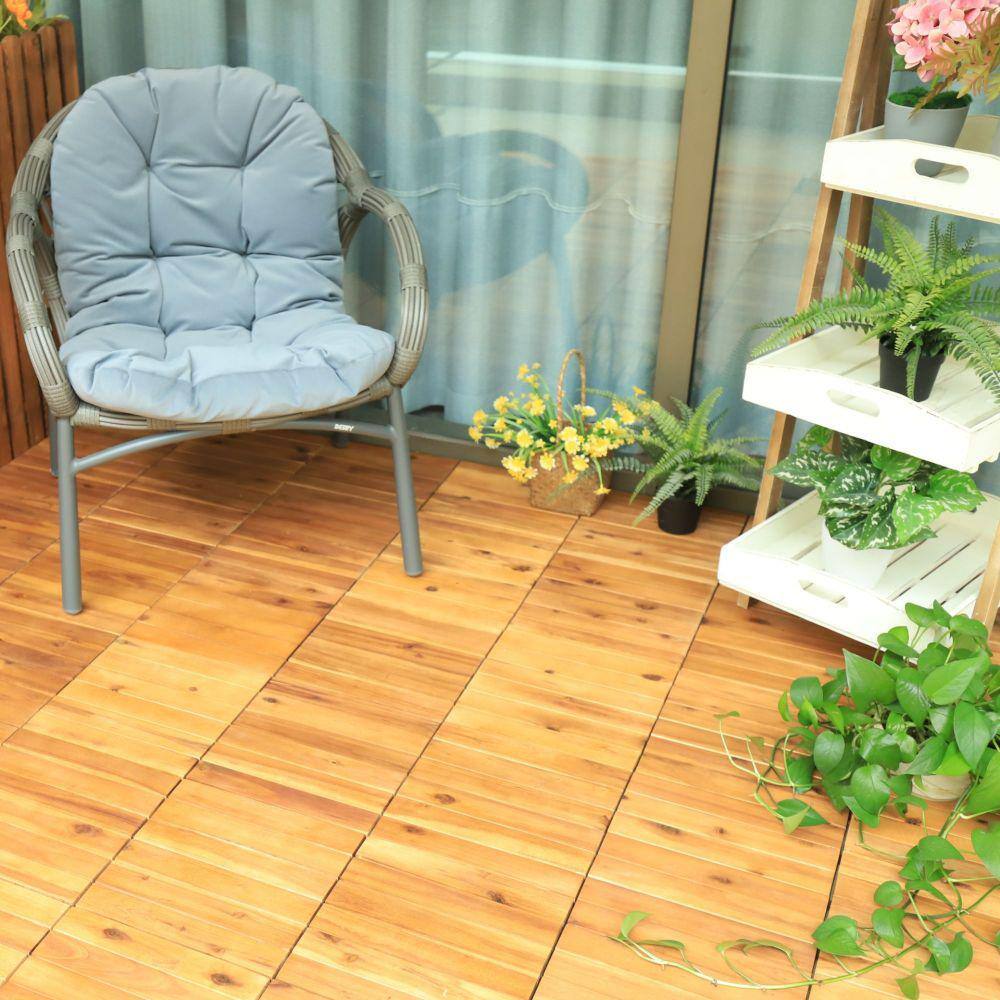 Courtyard Casual 12 in. x 12 in. Acacia Deck Tile in Teak (9 per Pack)