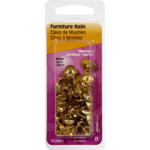 Hillman 1/2 in. Furniture Brass Nails, Hammered Head (25-Pack)