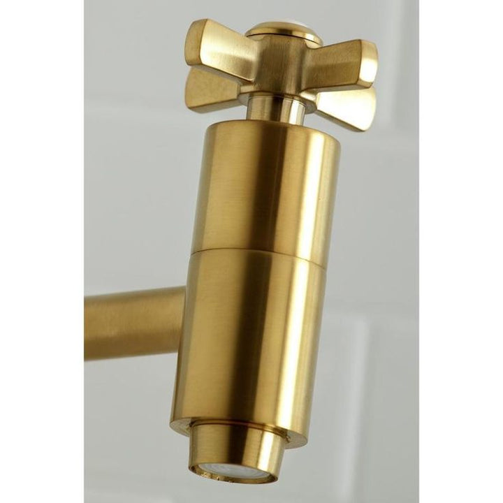 Kingston Brass Millennium Brushed Brass 2-Handle Wall-Mount Pot Filler Handle Kitchen Faucet