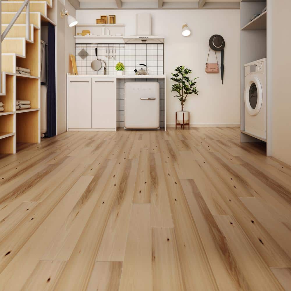 NATU Aged Brushed Hickory 3/8 in. T x 7.5 in. W Click Lock Wire Brushed Engineered Hardwood Flooring (19.43 sq.ft./case)