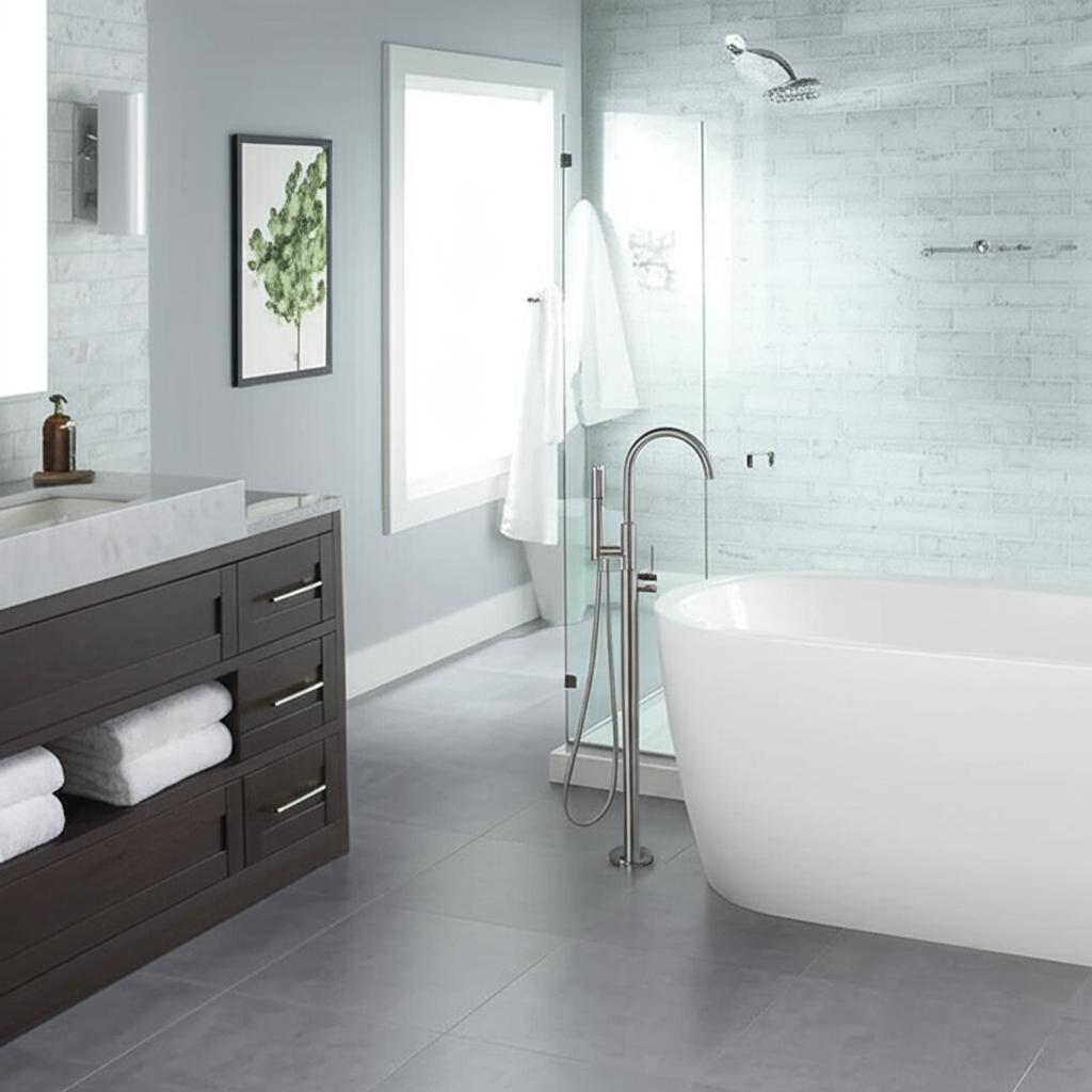 American Standard Cadet Freestanding Roman Tub Faucet with Hand Shower, Brushed Nickel
