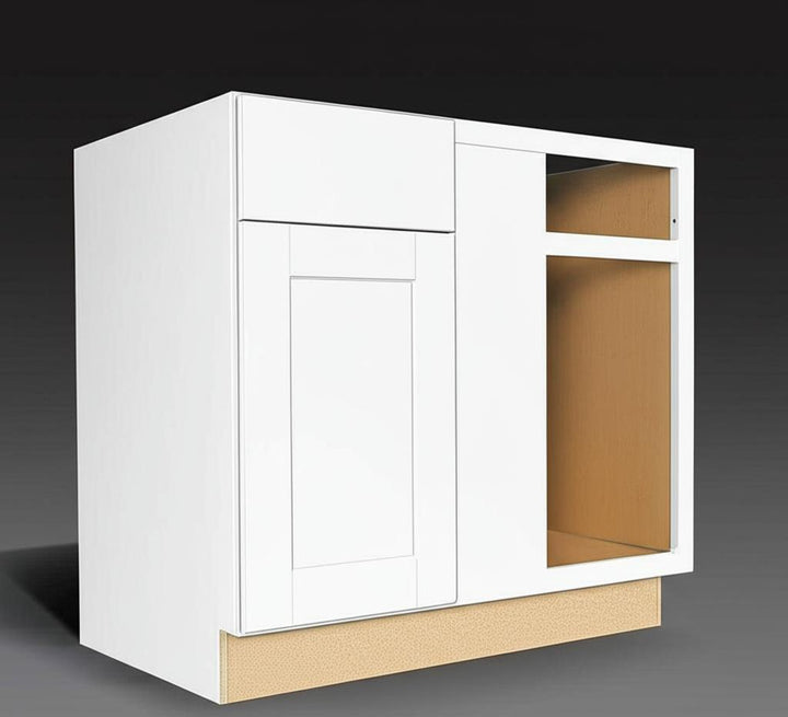 Hampton Bay Shaker Assembled Blind Base Corner Kitchen Cabinet in Satin White