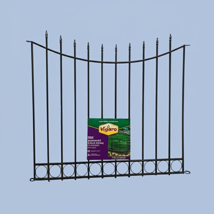 Vigoro Beaumont 40.4 in. H x 49.6 in. W Black Steel 3-Rail Fence Panel (4-Pack)