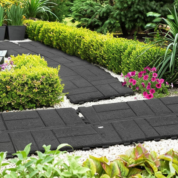 Vigoro 16 in. x 16 in. x 5/8 in. Gray SmartLoc Recycled Rubber Paver (75-Pack)