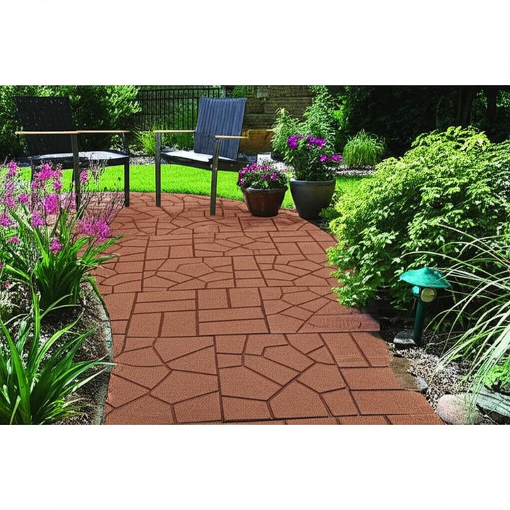 Vigoro 16 in. x 16 in. x 3/4 in. Brown Dual-Sided Recycled Rubber Paver (9-Pack)