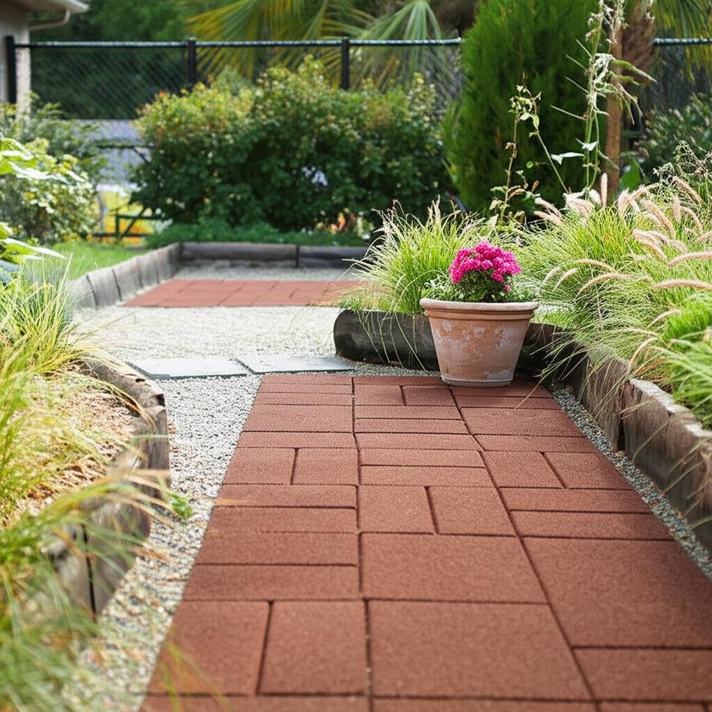 Vigoro 16 in. x 16 in. x 3/4 in. Brown Dual-Sided Recycled Rubber Paver (60-Pack)