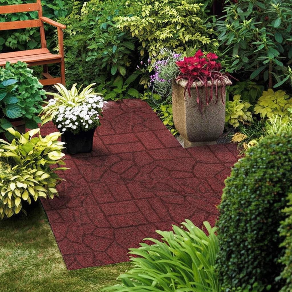 Vigoro 16 in. x 16 in. x 3/4 in. Black/Red Blended Dual-Sided Rubber Paver (60-Pack)
