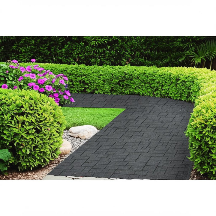 Vigoro 24 in. x 12 in. x 5/8 in. Black Interlocking Dual-Sided Rubber Paver (60-Pack)