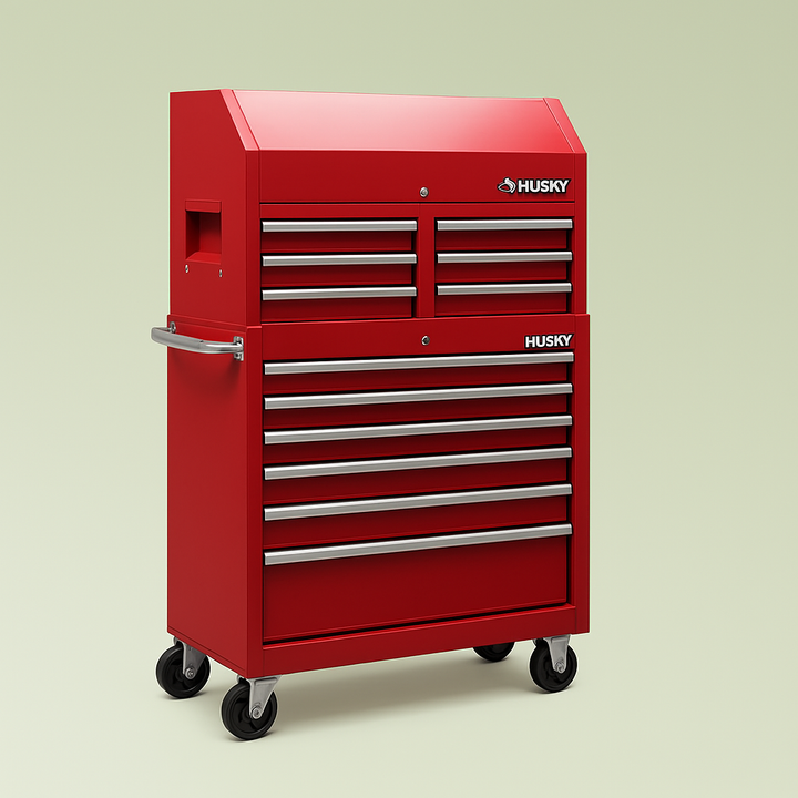 Husky 36 in. W 12-Drawer Gloss Red Tool Chest and Cabinet Combo