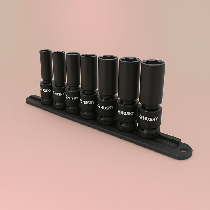 Husky 3/8 in. Drive SAE Pinless Universal Impact Socket Set (7-Piece)