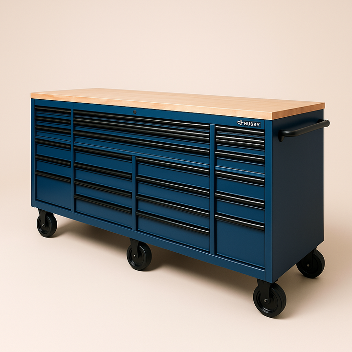 Husky Heavy Duty 84-inch Matte Blue Mobile Workbench Cabinet