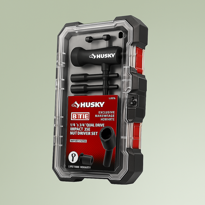 Husky BITE Metric Impact Ready Interchangeable Nut Driver Set with Cushion-Grip Handle (10-Piece)