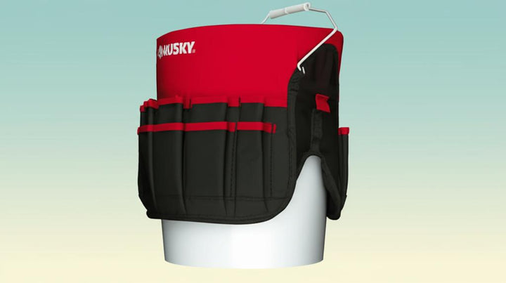 Husky 12 in. Heavy Duty Water Resistant 5 Gallon Bucket Storage Tool Bag with 30 Pockets