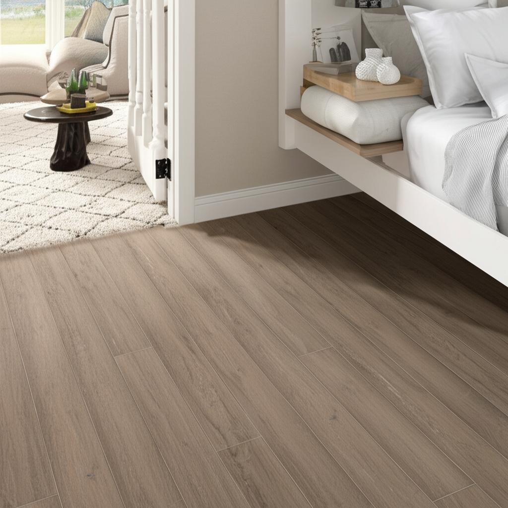 Home Decorators Collection Light Taupe Hand-Scraped Bamboo Flooring
