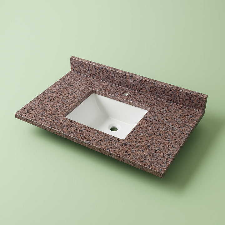 Home Decorators Collection 49-inch Granite Vanity Top in Blanco Perla with White Sink