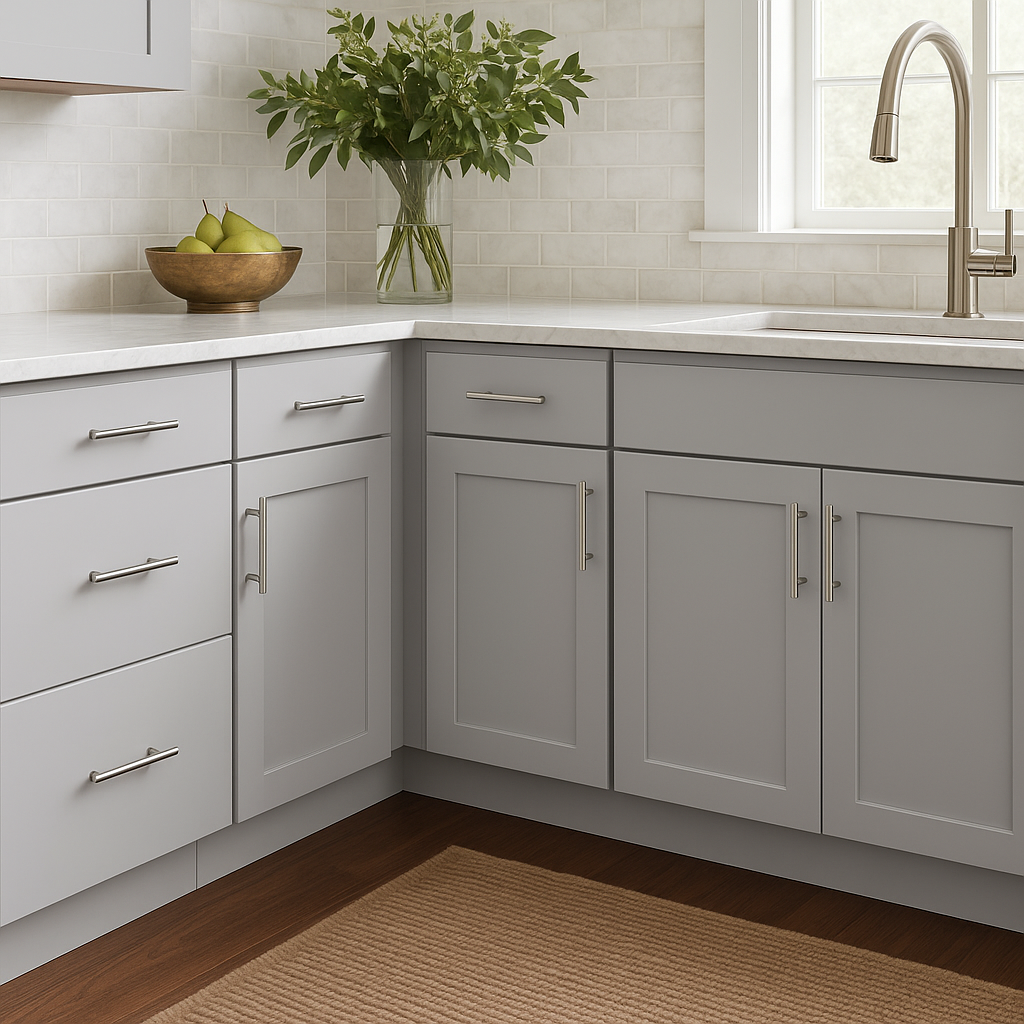 Hampton Bay Avondale 15 in. W x 24 in. D x 34.5 in. H Ready to Assemble Plywood Shaker Base Kitchen Cabinet in Dove Gray