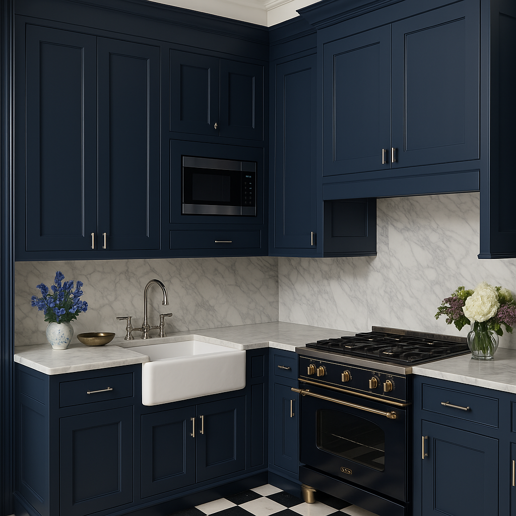 Hampton Bay Avondale 27 in. W x 12 in. D x 36 in. H Ready-to-Assemble Plywood Shaker Wall Kitchen Cabinet in Ink Blue