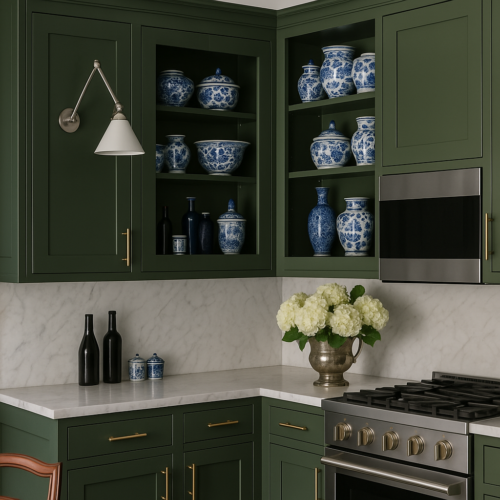 Hampton Bay Avondale 12" Fern Green Shaker Wall Cabinet