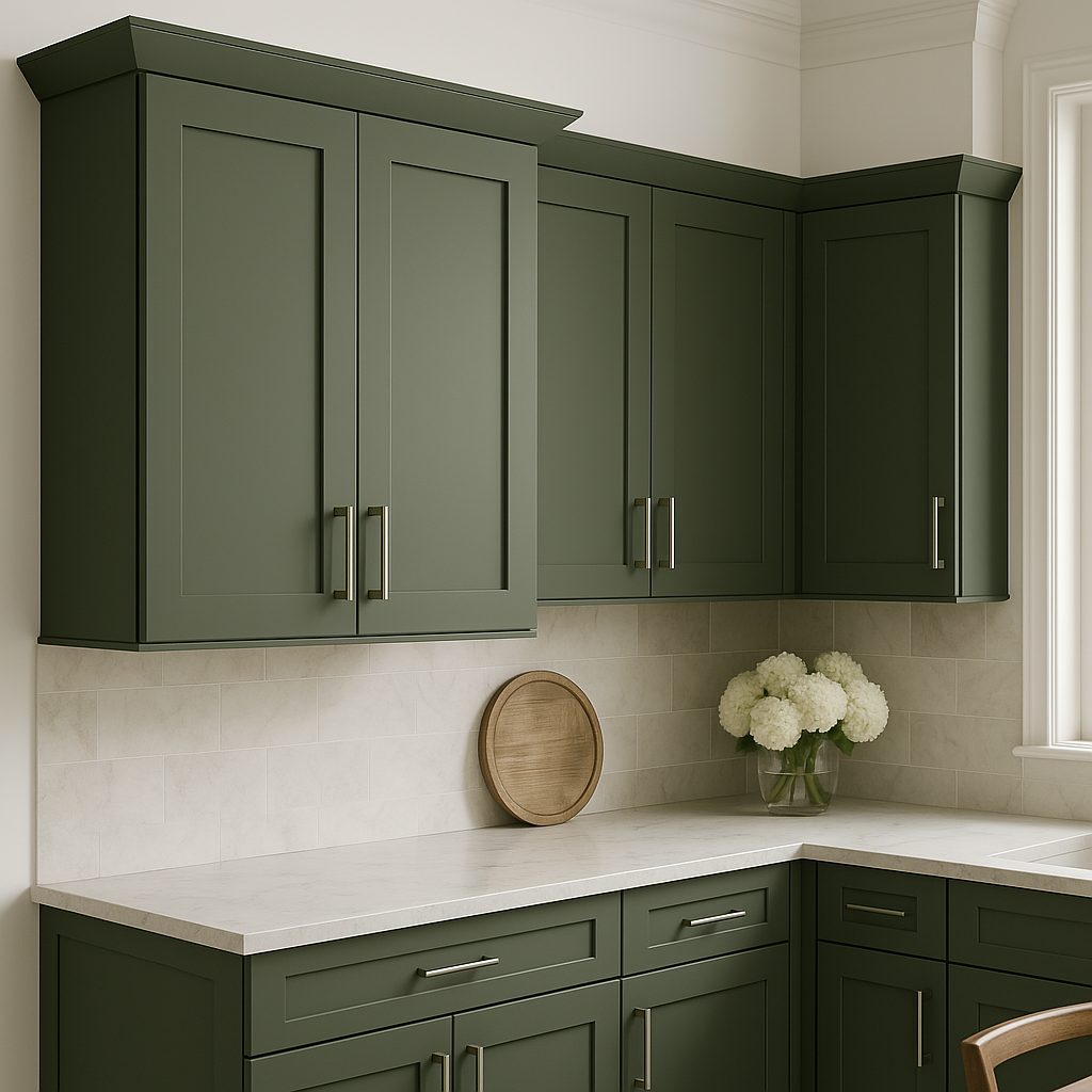 Hampton Bay Avondale 30 in. W x 12 in. D x 30 in. H Ready to Assemble Plywood Shaker Wall Kitchen Cabinet in Fern Green