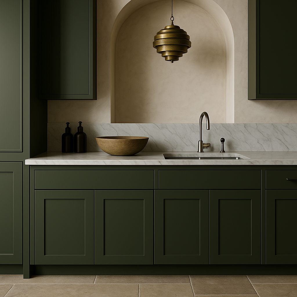 Hampton Bay Avondale 30 in. Shaker Sink Base Kitchen Cabinet in Fern Green