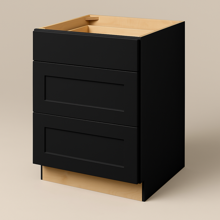 Hampton Bay Avondale 24 in. Ready to Assemble Shaker Drawer Base Cabinet in Raven Black