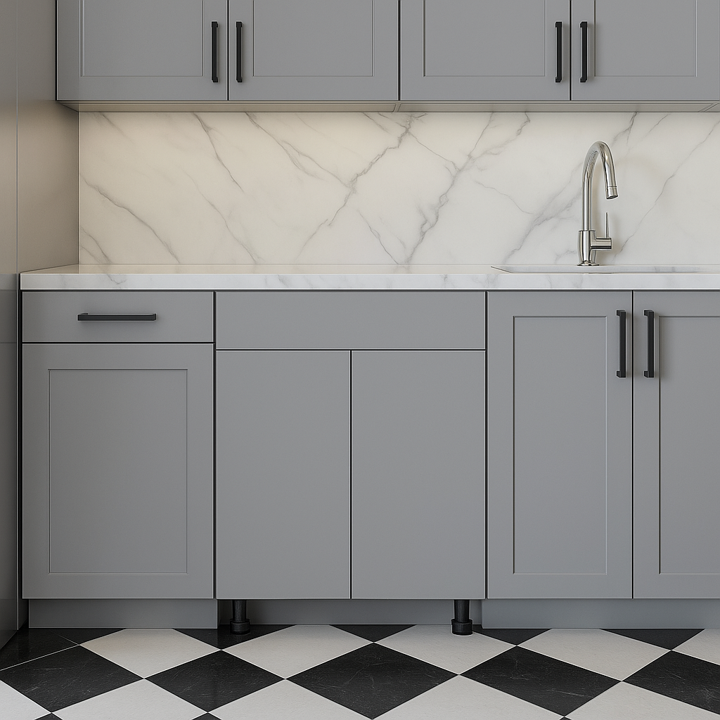 Cambridge Radiance Matte Grey Slab Base Kitchen Cabinet - 30 in. W x 24 in. D x 34.5 in. H
