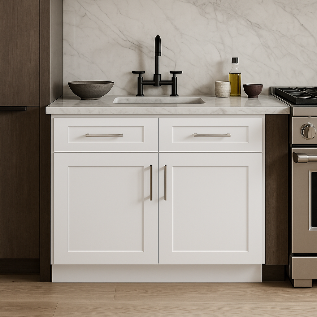 MILL'S PRIDE Richmond Verona White Shaker Base Kitchen Cabinet - 36 in W x 24 in D x 34.5 in H