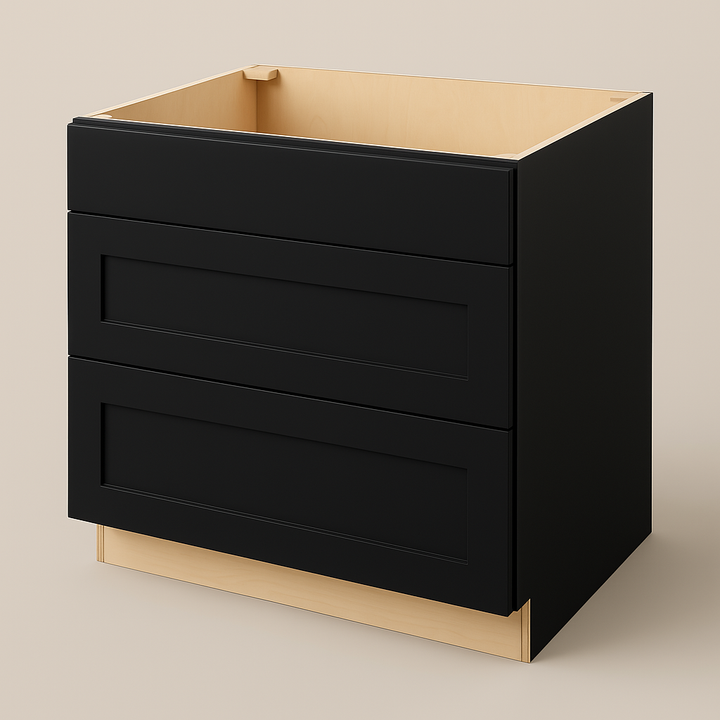 Hampton Bay Avondale 36 in. Shaker Drawer Base Cabinet in Raven Black