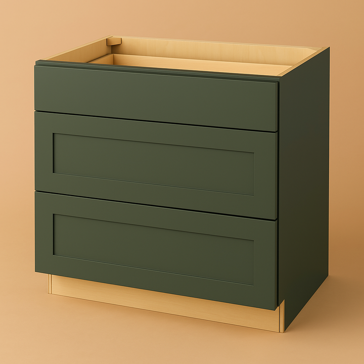 Hampton Bay Avondale Shaker Drawer Base Kitchen Cabinet, Fern Green, 36x24x34.5 in.