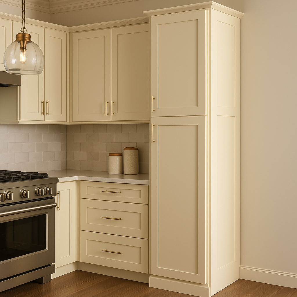 Hampton Bay Avondale 18 in. W x 24 in. D x 84 in. H Ready to Assemble Shaker Pantry Cabinet in Antique White