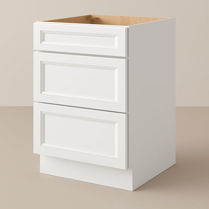 PELHAM & WHITE Keyport Shaker Drawer Base Kitchen Cabinet, Satin White, Ready to Assemble