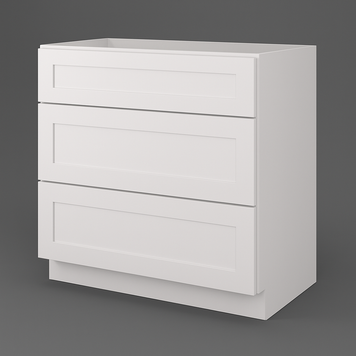HOMEIBRO Shaker Dove Plywood Kitchen Cabinet with 3 Drawers - 36 in. W x 24 in. D x 34.5 in. H