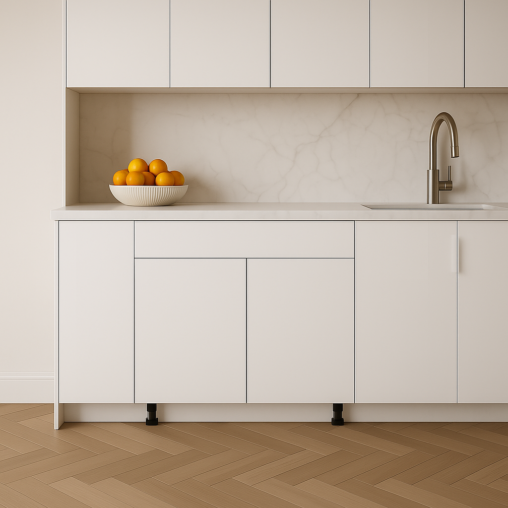 Cambridge Radiance 36 in. Ready to Assemble Slab Base Kitchen Cabinet in White Gloss