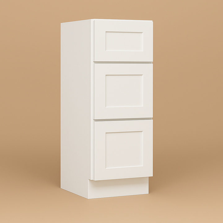 Bremen Cabinetry Shaker Base Drawer Cabinet with 3 Drawers in White