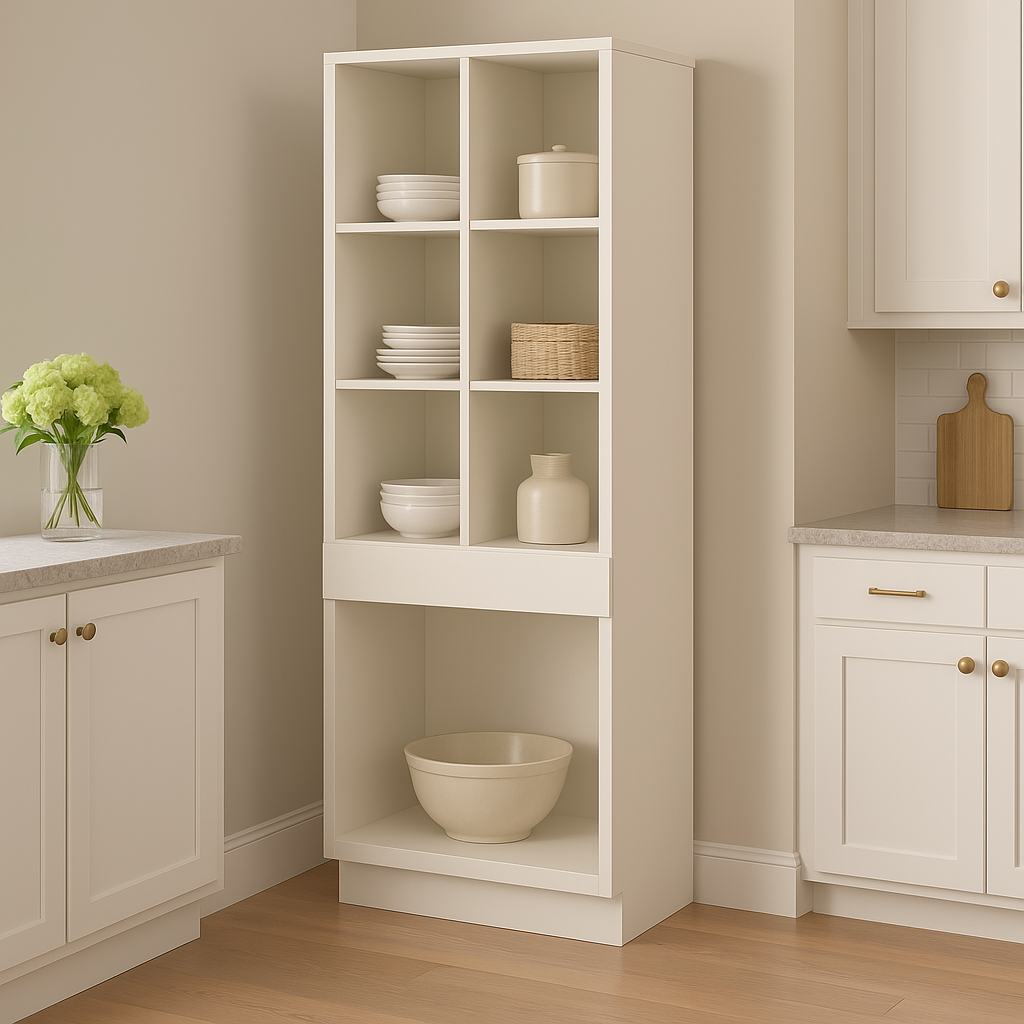 Hampton Bay Avondale Shaker Open Pantry Kitchen Cabinet in Antique White