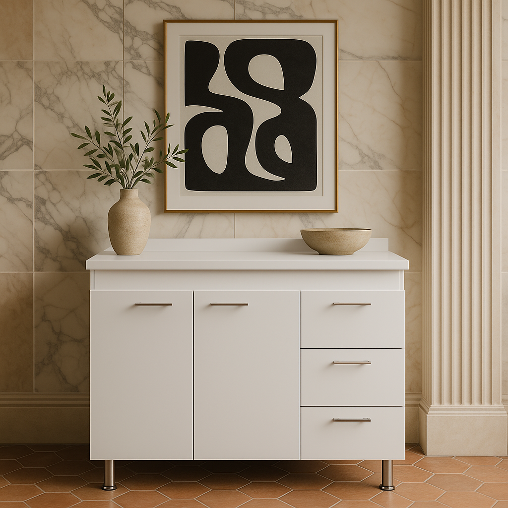 Aoibox Ready to Assemble Kitchen Base Cabinet in White with 3 Drawers and Double Door