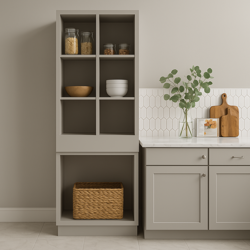 Hampton Bay Avondale Shaker Open Pantry Kitchen Cabinet in Dove Gray