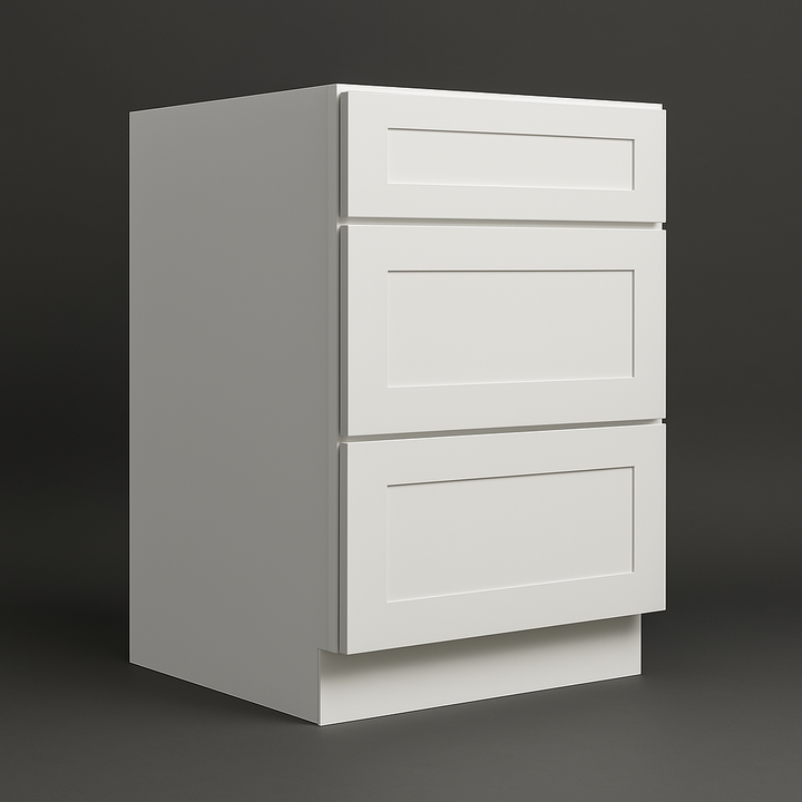 Bremen Cabinetry Shaker Base Drawer Cabinet with 3 Drawers in White
