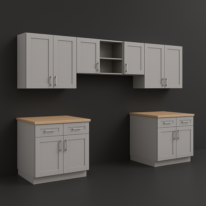 MILL'S PRIDE Richmond Vesuvius Gray Kitchen Cabinet Set - 132 in W x 24 in D x 96 in H
